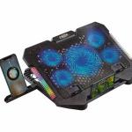 Suporte P/notebook C/5 Fan Azulis Com Suporte Para Celular E Lateral Rgb Ref. Dx-007
